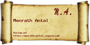 Menrath Antal névjegykártya